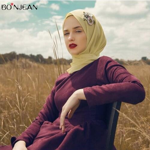 BONJEAN Chiffon Women Scarf Muslim Headscarf Rhinestones Retro Spring 2019 New High Quality Arabian Women Scarves Bandana Women