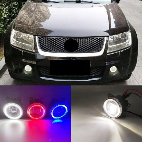 1 Set 2 Functions Auto LED DRL Daytime Running Light Car Angel Eyes Fog Lamp Foglight For Suzuki Grand Vitara 2007 - 2012