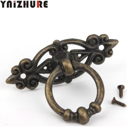 1PCS 65*24mm Retro Zinc Alloy Kitchen Drawer Cabinet Door Handle Furniture Bronze Knobs Hardware Cupboard Antique Pull Handles