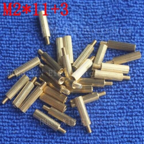 M2*11+3 10Pcs brass Standoff 11mm Spacer Standard Male-Female brass standoffs Metric Thread Column High Quality 10 piece sale