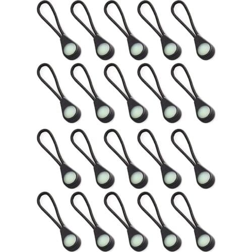 20Pcs Backpack Zipper Pull Jacket Outdoor Camping Hiking Coat Luminous Drawstring Rope for Outdoor Camping Accessories