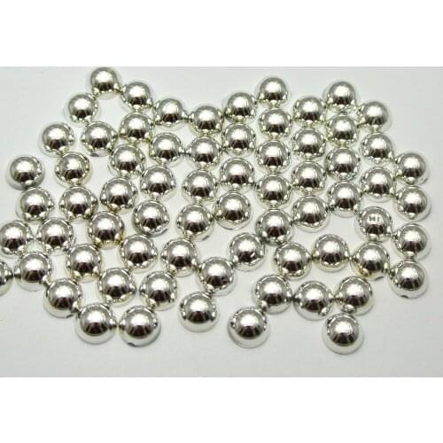 200 Metallic Silver Flatback Round Half Pearl 8mm Scrapbook Nail Art Craft