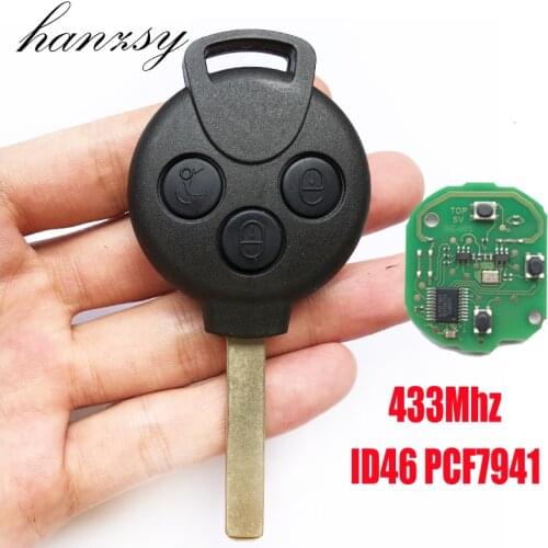 3 Buttons PCF7941 433Mhz Remote Key for Mercedes Benz MB Smart City 451 Fortwo Forfour Complete ID46 Tranponder Chip Smart Key