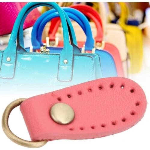 4pcs Bag Buckle Cow Split Leather DIY Hand-made Sewing Craft Handbag with Bronze Fittings Sewing Tool Rings Plastic Coated