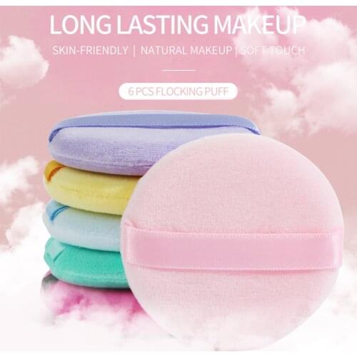 6PCS Powder Puff for Powder Foundation Cream Washable and Reusable Powder Puff with Storage Case Round Professional Makeup Puff