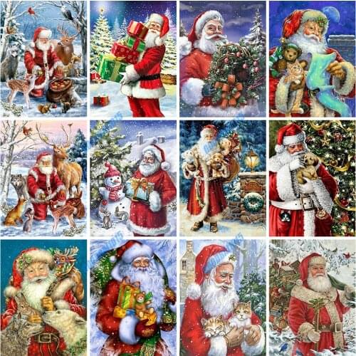 Santa Claus Portrait Diamond Embroidery Full Drill Cross Stitch Kits 5D Diamond Painting Diy Mosaic Home Decor Christmas Tree
