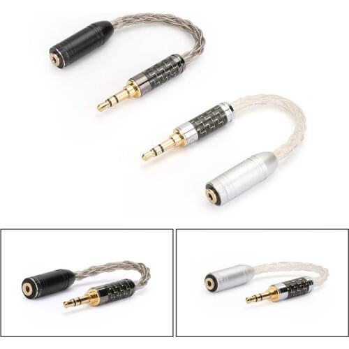 Artudatech 2.5 Female to 3.5 Male Copper Silver Plated Audio Balanced Adapter HIFI Cable Jack Plug Connector Parts