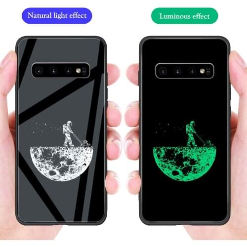 Sky Astronaut Case For Samsung S10 S9 S8 S7 S10e S20 Ultra A51 A71 A50 A40 A20E A70 Note 20 10 9 8 Plus Luminous Tempered Glass