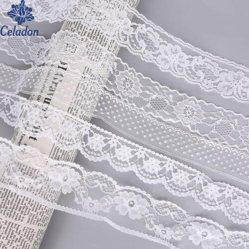 Hot White 10 yards Beautiful Lace Ribbon For Clothing Wedding Decoration DIY Craft Accessories