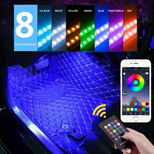 Car Interior Atmosphere LED RGB Strip Light Dash Floor Foot RGB LED Strip Decorative Light Music sound Control Multiple lighting
