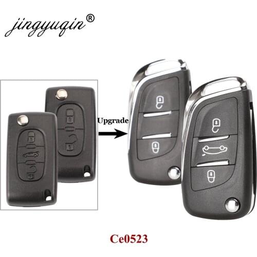 Jingyuqin 10x CE0523 Key Case For Peugeot 107 207 307 307S 308 407 607 Citroen C2 C3 C4 2/3 BTN Modified Flip Remote Key Shell