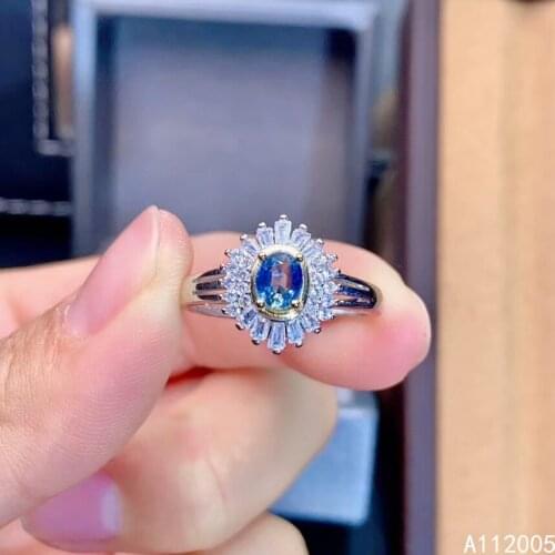 KJJEAXCMY fine jewelry 925 sterling silver inlaid natural gemstone sapphire new Female ring elegant Support test hot selling