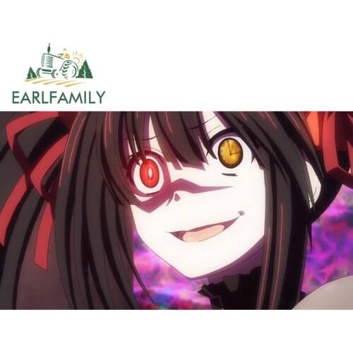 EARLFAMILY 13cm x 7.3cm for Date A Live Tokisaki Kurumi Funny Car Stickers Creativite Vinyl Car Wrap Windshield Waterproof Decor