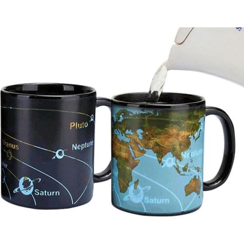 Heat Changing Constellation Mug Novelty World Map Water Cup Ceramic Coffee Cups Creative Birthday Gifts