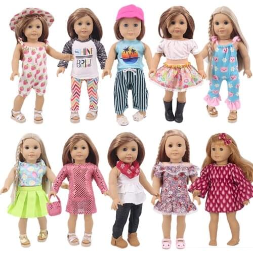 Doll Clothes 2 Pcs New Arrivals Doll Baby Pajamas Unicorn Kitten For 18 Inch American&43 Cm Baby New Born Doll Generation Toy