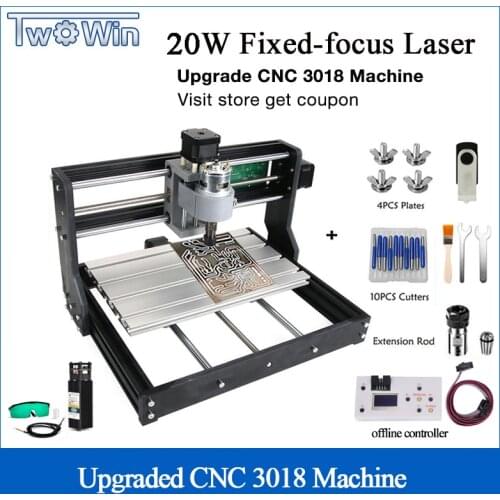 15W Laser CNC 3018 Pro GRBL Control DIY Mini Machine 3 Axis PCB Milling Machine Wood Router Laser Engraving Offline Controller