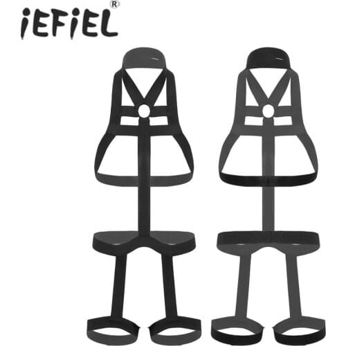 Men Body Cage Halter Neck Elastic Full Body Chest Harness Belt with Leg Garter Straps for Cosplay Club Costumes Sexy Lingerie