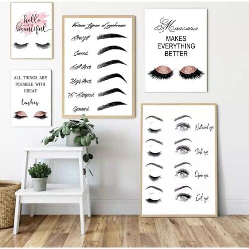 Makeup Eyelash Guide Mural Poster and Mural Art Canvas Beauty Shop Decoration Picture on Wall Aesthetic Painting