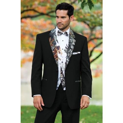 New Design Two Buttons Black Groom Tuxedos Notch Lapel Groomsmen Mens Wedding Prom Suits (Jacket+Pants+Vest+Tie) NO:165