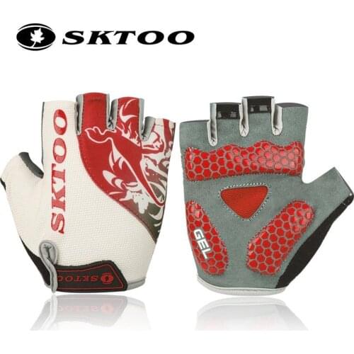 SKTOO red Summer Half Finger Cycling Gloves Men shockproof bike Outdoor MTB sports riding guantes ciclismo Bicycle Gloves