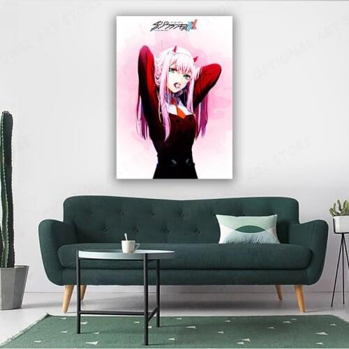 Canvas Poster Cute Girl Zero Two Wall Art Painting Posters and Prints Nordic Wall Pictures for Home Decor No Frame