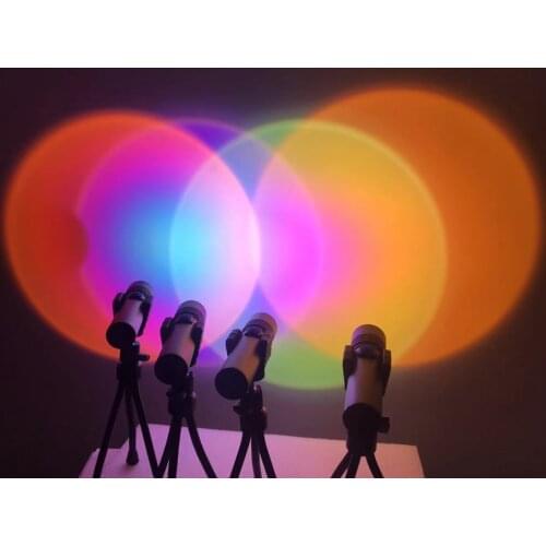 Rainbow Sunset Projector Atmosphere Night Light Home Coffee Shop Background Wall Decoration Colorful Projection Lamp No Shelf