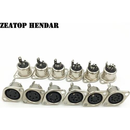 50Pcs Din 3 4 5 6 7 8 Pin Female Socket Metal Hulled Panel Mount 2 Holes Mini Connectors Soldering Iron