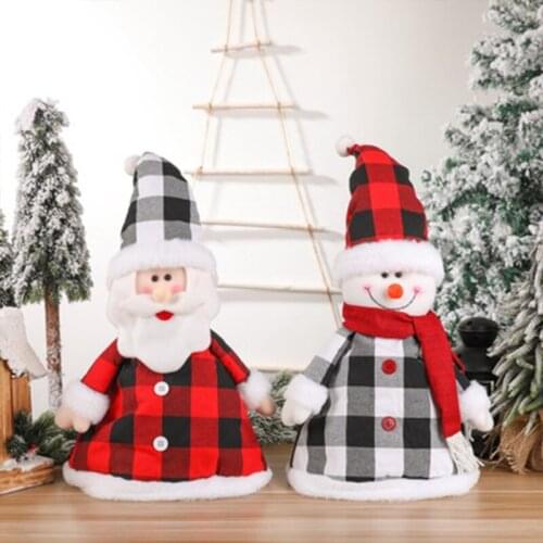 Christmas Tree Top Star Old Man Snowman Decoration Desktop Decoration Red and Black Lattice Christmas Tree Hat Pendant Scene