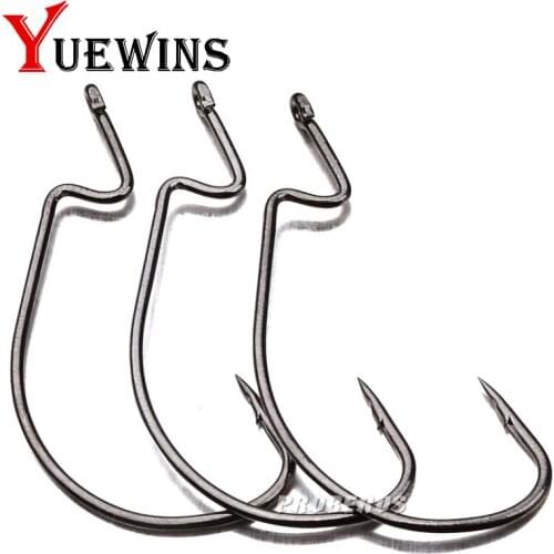 Yuewins 10pcs Fishing hooks Jig Crank Big Bass Hook 5/0 # -1/0 # Lead Jig Head Barbed Hook for Soft Fish Fishing Tackle QA1075
