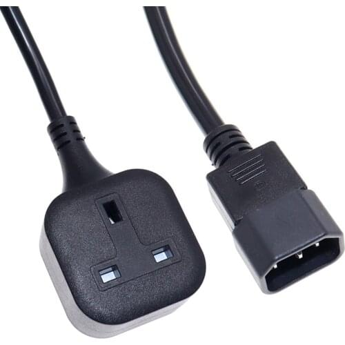 IEC320 C14 to UK BS1363A Outlet socket,IEC C14 Male Plug to UK 3Pin Female Socket Power Adapter Cable For PDU UPS,13A