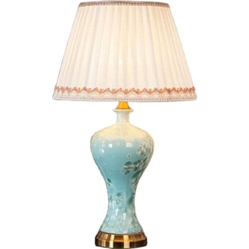 Mediterranean Sea Style Blue Ceramic Table Lamp For Bed Room Bedside Living Room Foyer Study Desk Reading Night Light TD056