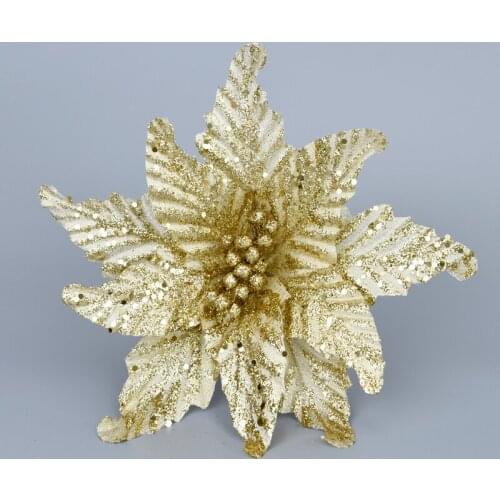 Light gold christmas flower Christmas Tree Decoration pendant Christmas Wreath DIY material Christmas decoration scene layout