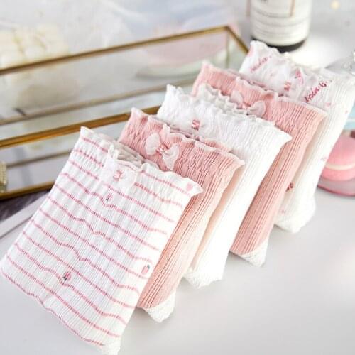 2020 new girl underwear 5pc/lot lace cotton middle waist lovely print briefs young girl panties Teenager students Peach M L XL