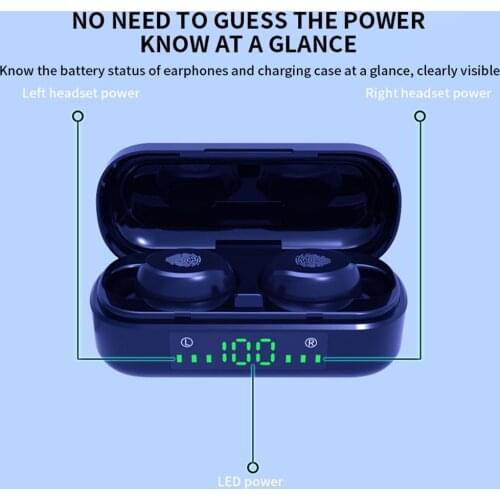 V8 TWS Wireless Earphones Bluetooth 5.0 Headset Mini Stereo Headphones Touch Control Sports Earbuds 350mAh Charging Compartment