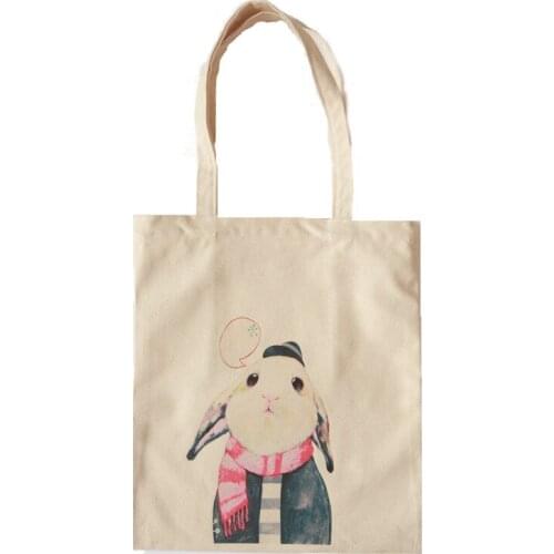 "Thinking Rabbit"Canvas Capacity Women Shoulder Bag Cotton Tote Shopper Bag Eco Reusable Travelling bag Cloth Messenger Bag