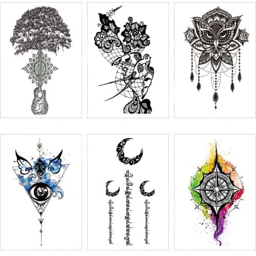 21 x 11 CM Owl flower arm horror Eye Waterproof Temporary Tattoo Sticker