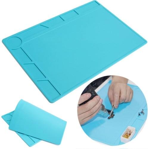 1pcs New 34cm*23cm Heat Insulation Pad Silicone Desk Mat Maintenance Platform Blue