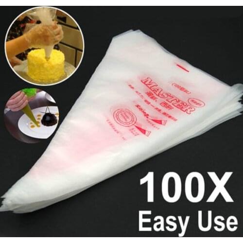 100Pcs/bag Disposable Piping bag Icing Nozzle Fondant Cake Decorating Pastry Tips Tools Small Large Size cake tools