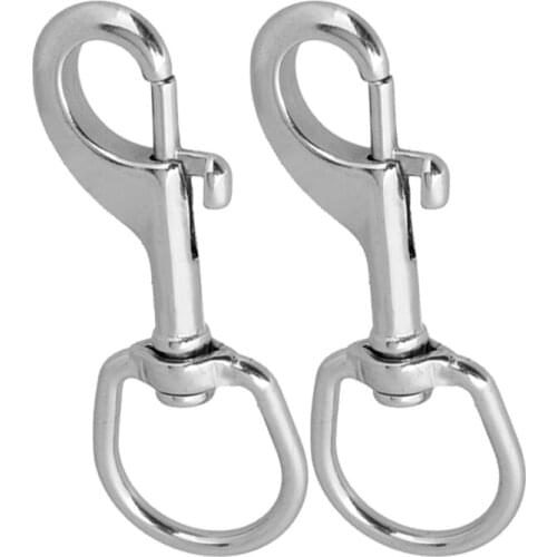 2Pcs 90mm Multi-Purpose 304 Stainless Steel Swivel-Eye Bolt Spring Snap Hook Round Swivel Quick Hook Hiking Camping Carabiner