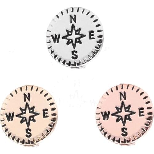 2Pcs/Lot New Arrival Silver Plated Compass Slide Charm Beads Fits 10mm Stainless Steel Mesh Bracelet For Women DIY Jewelry Gift