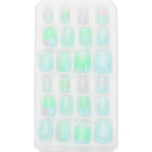 24PCS/Lot Candy False Press On Children Cartoon Full Cover Kid Glue Self Fake Nail Art for Girls Manicure Tips