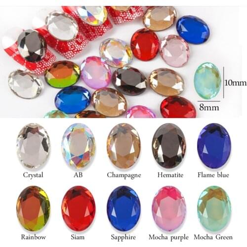 30Pcs/lot New Nail Rhinestones Oval Flat Back Crystal Shiny 3D Strass Gem Stone Manicure Nail Art Decoration Charms Jewelry