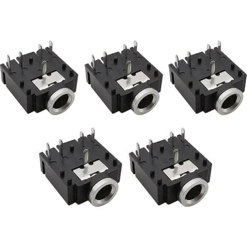 5Pcs 3.5mm Female Audio Jack Socket Connector 5 Pin PCB Mount PJ-307 PJ307 3F07