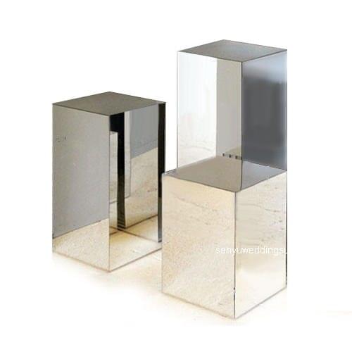 3pcs/6pcs/set) different size Square silver mirror lucite plinths display acrylic wedding stand