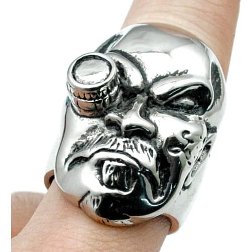 ATGO Cool Tough Guy Punk Biker Ring For Men High Polished Stainless Steel Jewelry New Trendy Party Gift For Best Friend BR431