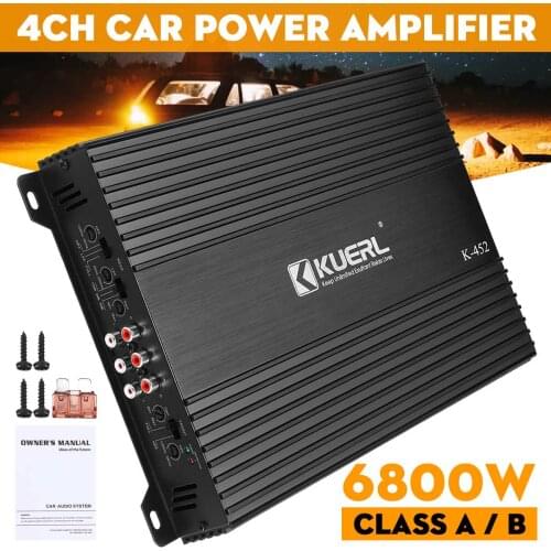 Upgrade 6800W 4 Channel Car Amplifier Subwoofer Slim 4 Way Powerful Amplifiers Subwoofer Bass Speaker Class A/B Car Audio Amp