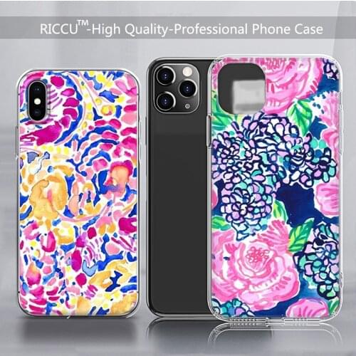Fashion pink blue flower lilly Phone Case for iPhone 8 7 6 6S Plus X 5S SE 2020 XR 11 pro XS MAX 12 12Mini