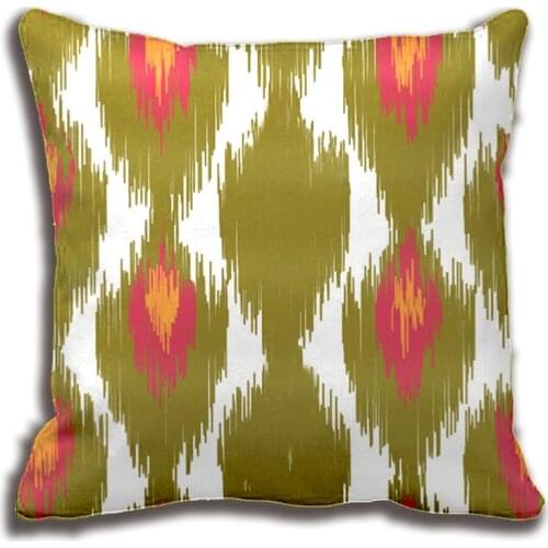 Green Magenta Abstract Tribal Ikat Diamond Pattern Throw Pillow Decorative Cushion Cover Pillow Case Customize Gift By Lvsure