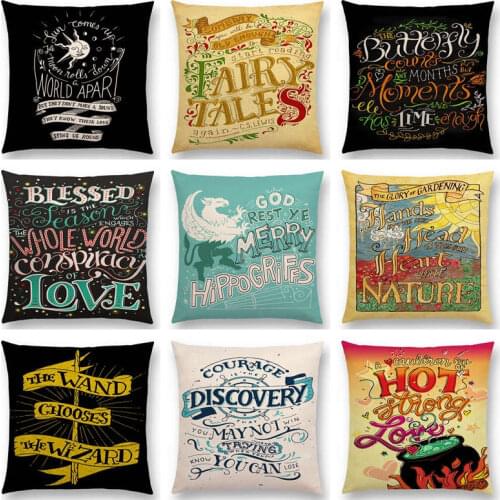 Decorative Letters Meaningful Saying Gorgeous Words Warm Proverb Magic Love Dream Courage Cushion Cover Sofa Throw Pillow Case