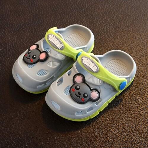 0-9y Kids Mules & Clogs Summer Boys Girls Croc Sandals Flat Heel Cartoon Non-Slip Slippers Children Garden Shoes Y12